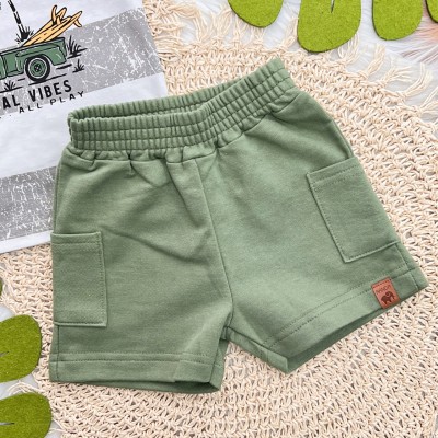  Conj. Regata Surfing Time e Bermuda em Moletinho - Mescla e Verde